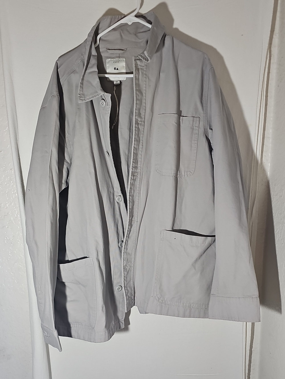 Men's Light Gray Lightweight Button-Up Jacket - Casual Workwear